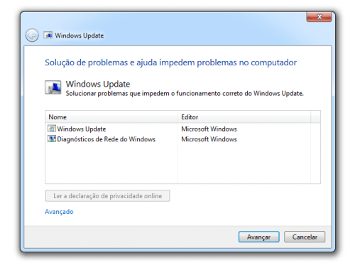 Programa da Microsoft para solução de problemas do Windows Update para Windows 7 e 8x