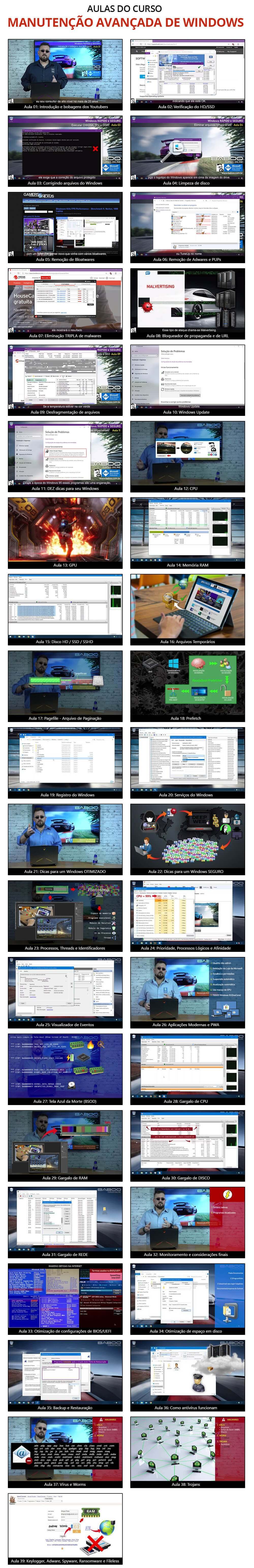 Aulas do curso de Manutenção AVANÇADA de Windows Aulas do curso de Manutenção AVANÇADA de Windows