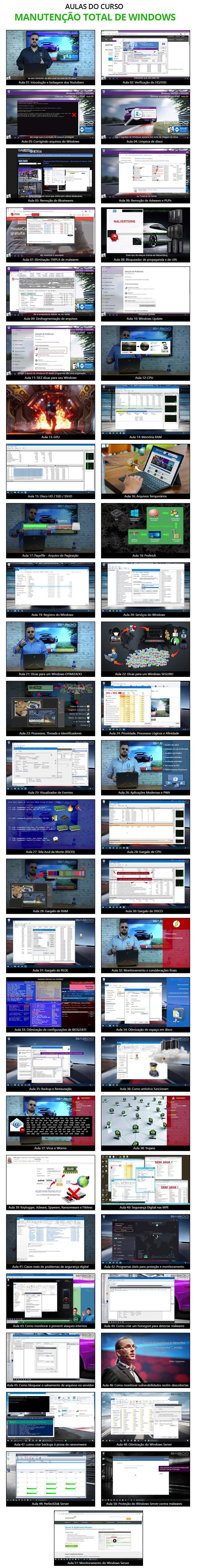 Vídeo das aulas do curso de Manutenção TOTAL de Windows