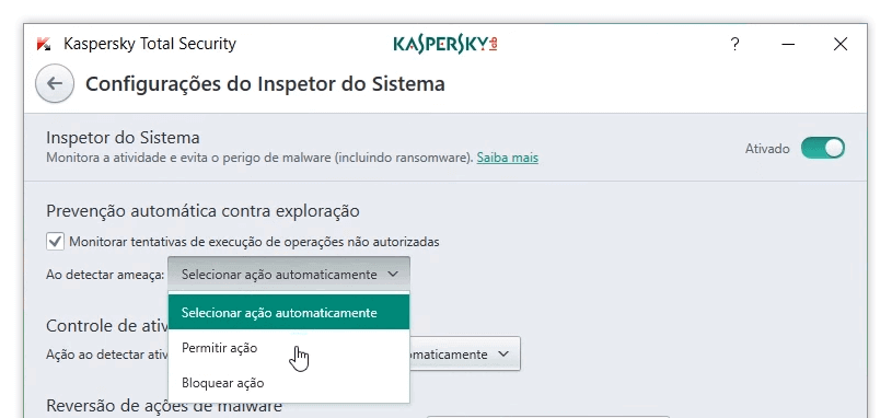 Kaspersky Total Security | Inspetor do Sistema