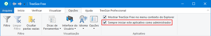 TreeSize Free | Executar como Administrador