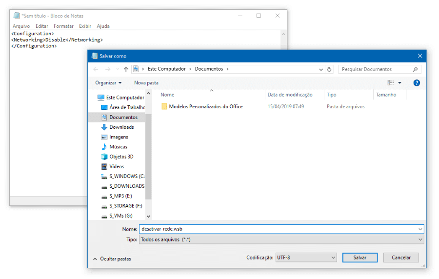 Como usar arquivos de configuração com a Área Restrita do Windows
