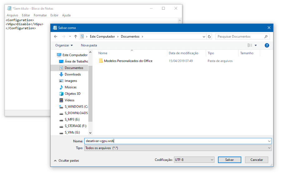Como usar arquivos de configuração com a Área Restrita do Windows