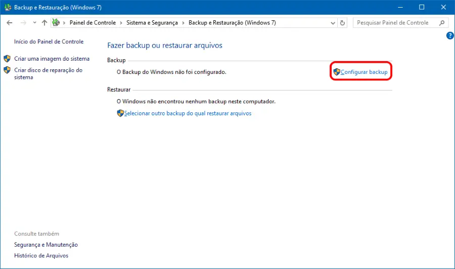Como agendar backups no Windows 10