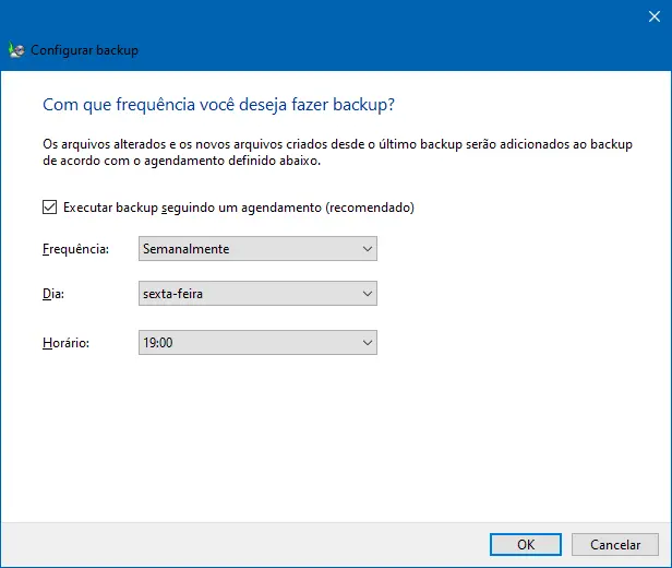 Como agendar backups no Windows 10