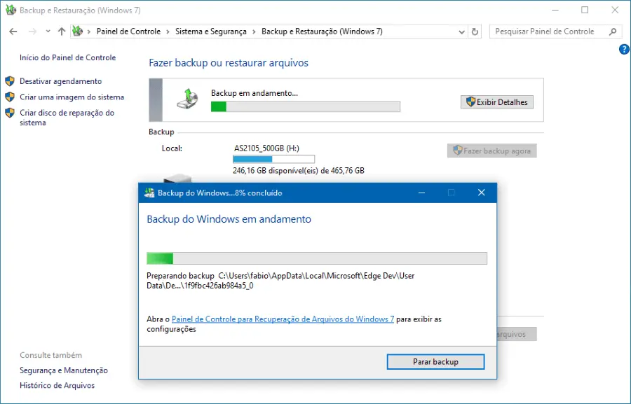 Como agendar backups no Windows 10