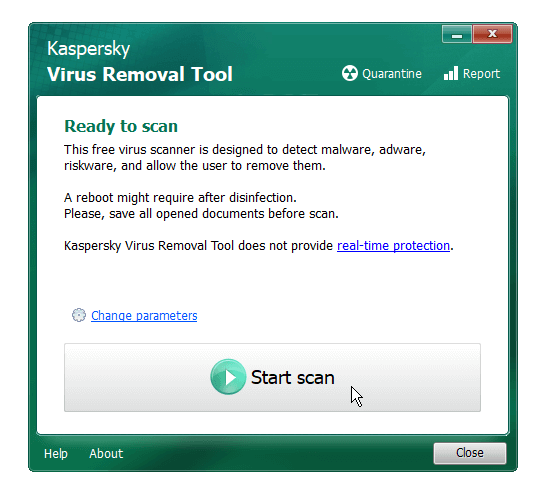 Kaspersky Virus Removal Tool (KVRT) | Escaneamento