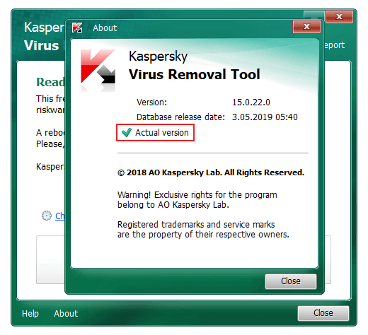 Kaspersky Virus Removal Tool (KVRT) | Versão atual