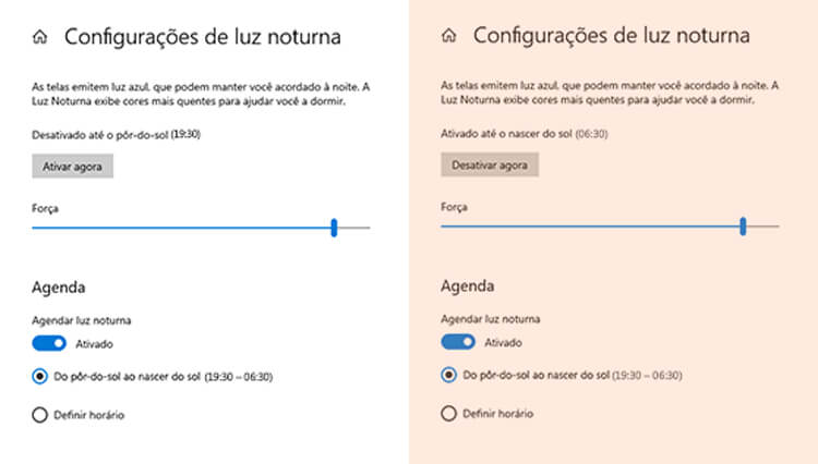 Como habilitar o modo Luz noturna no Windows 10