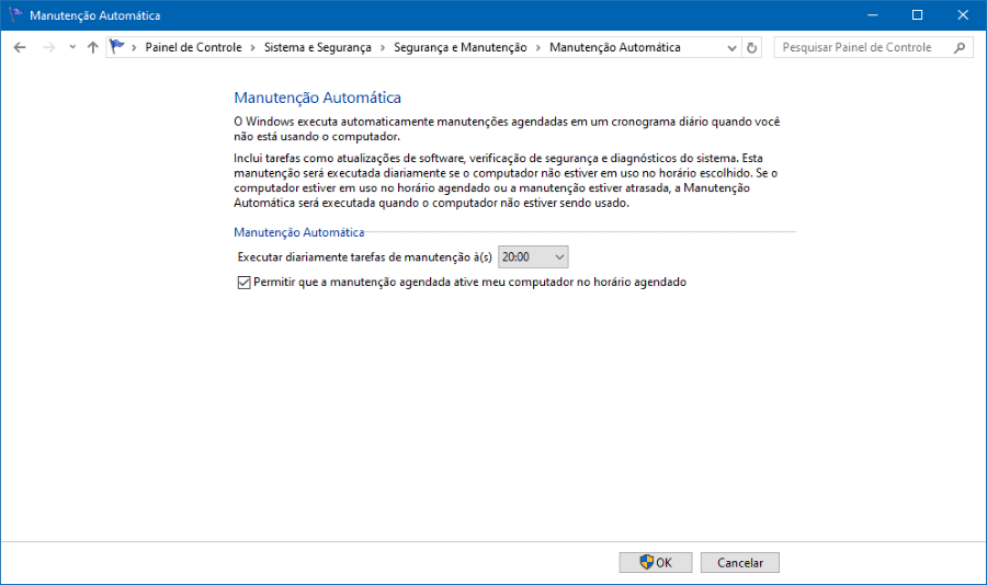 Como alterar o horário da Manutenção Automática no Windows 10