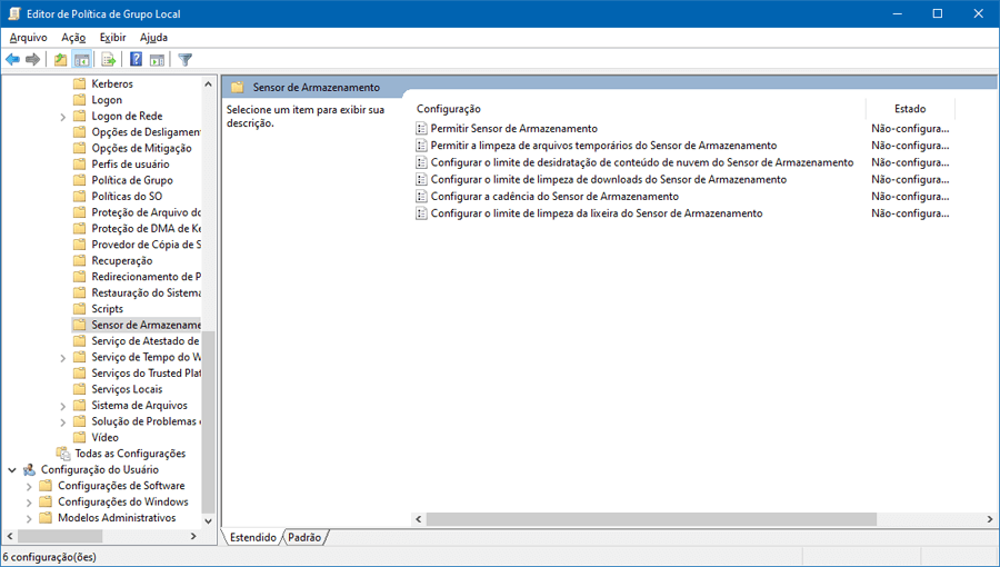 Como alterar as configurações do Sensor de Armazenamento no Windows 10 usando o Editor de Política de Grupo Local