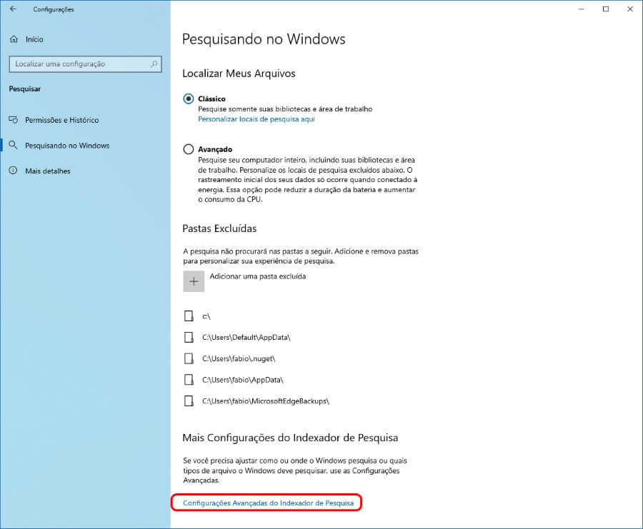 Como fazer o Windows 10 indexar arquivos criptografados