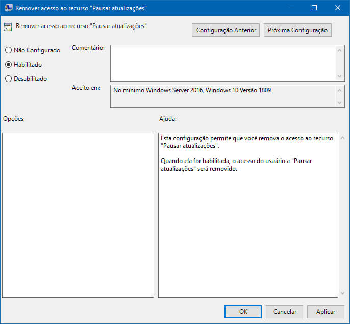 Como restringir o acesso à opção Pausar atualizações do Windows Update no Windows 10