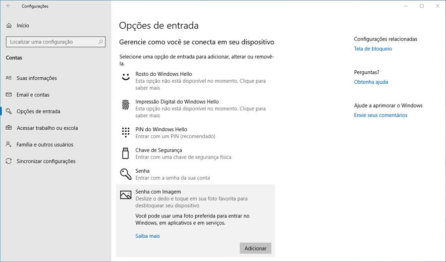 Como usar a opção Senha com Imagem para se logar no Windows 10