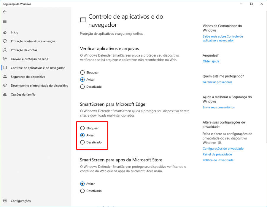 Como alterar as configurações do recurso SmartScreen no Windows 10