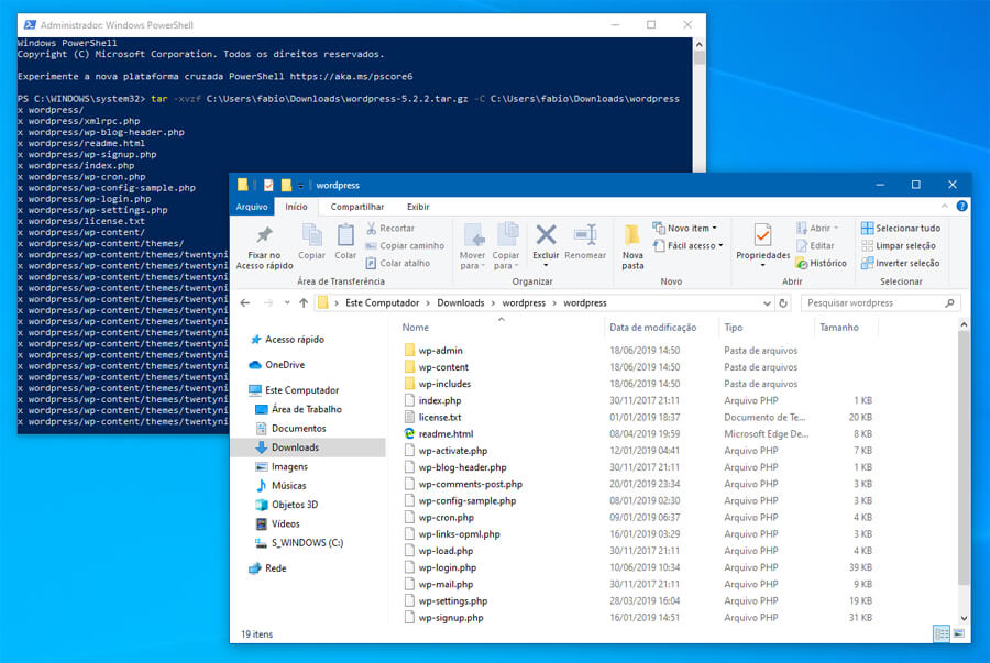 Como extrair arquivos .tar.gz no Windows 10 sem usar softwares de terceiros