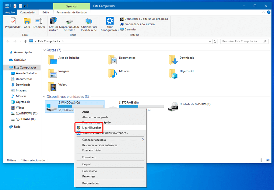 Como habilitar a criptografia de disco BitLocker no Windows 10 em um PC sem chip TPM