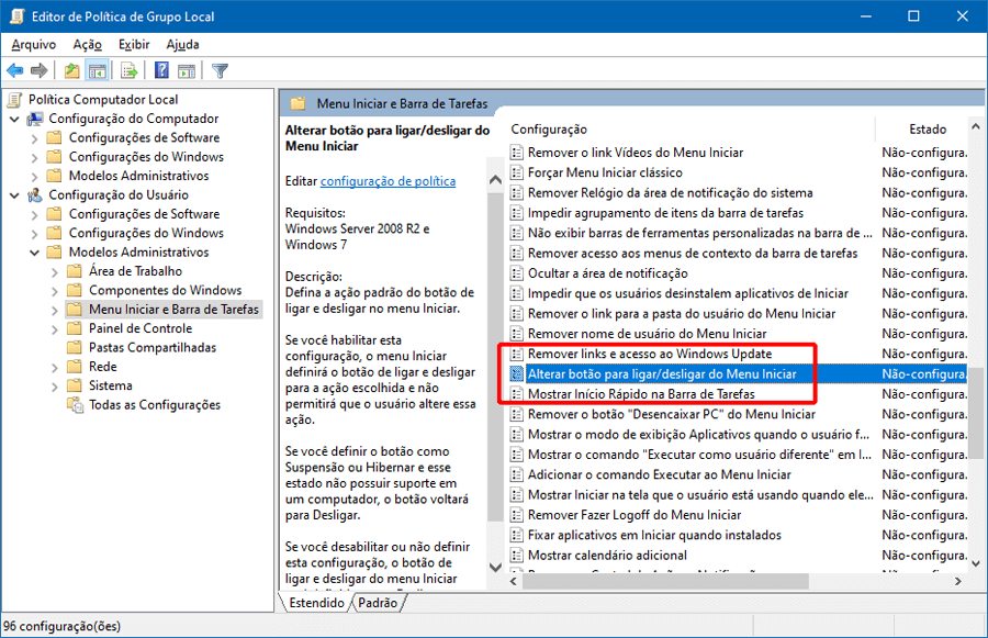 Como alterar a ação padrão do botão Ligar/Desligar no menu Iniciar do Windows 10