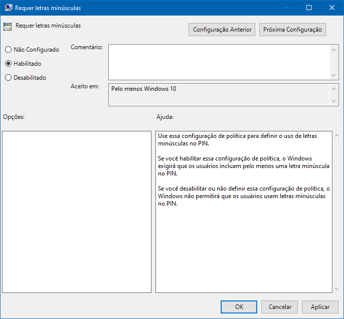 Como habilitar o suporte para criação de PINs mais complexos no Windows 10