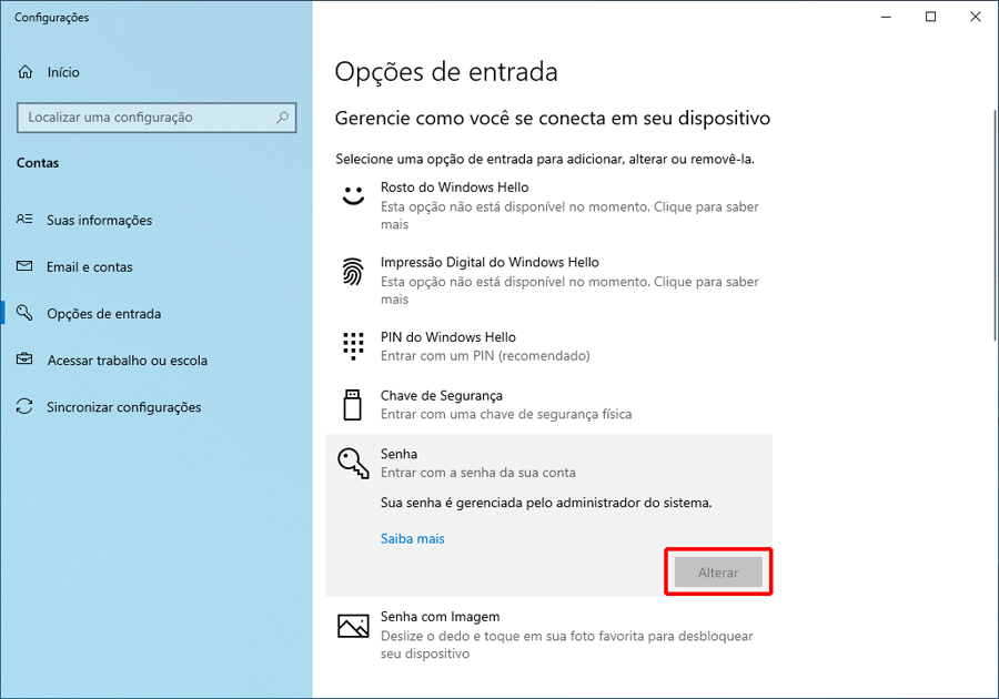 Como impedir que usuários alterem suas próprias senhas no Windows 10
