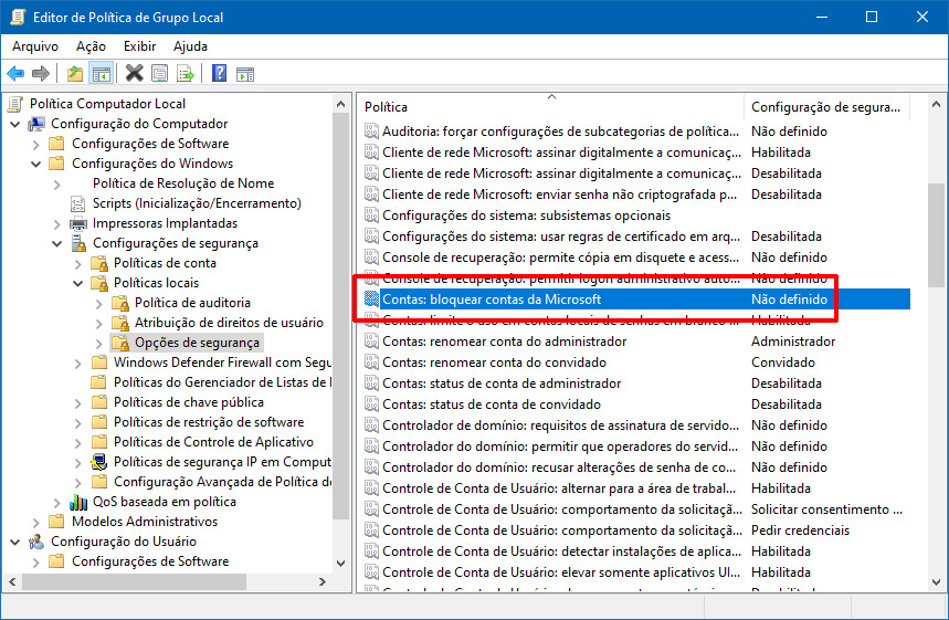 Como impedir o uso de Contas da Microsoft no Windows 10