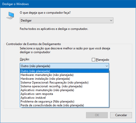 Como habilitar o Controlador de Eventos de Desligamento no Windows 10