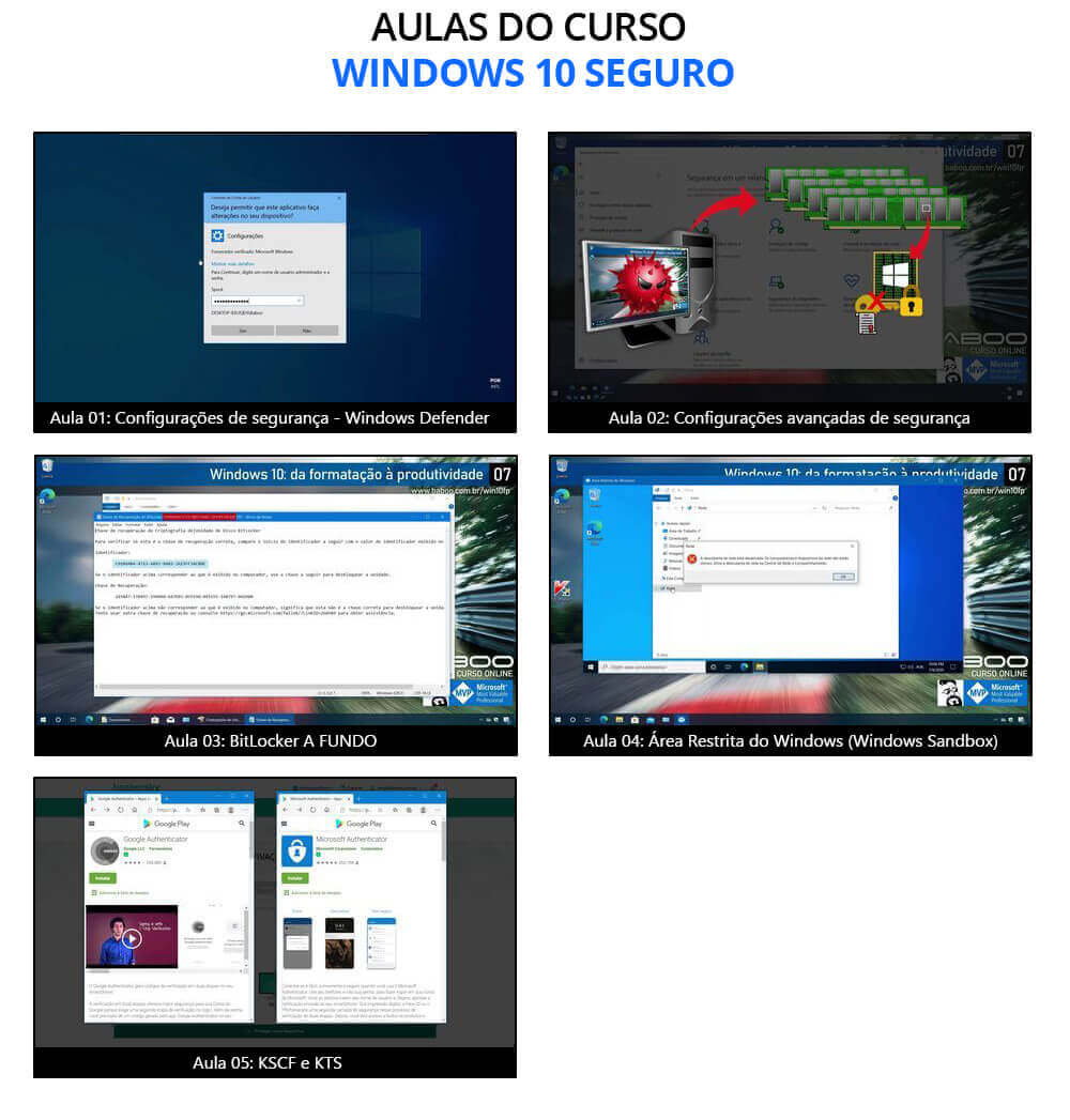 Aulas do curso Windows 10 SEGURO