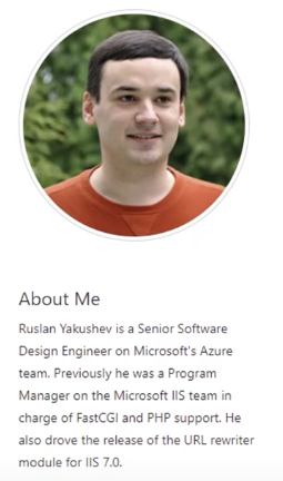 Ruslan era o engenheiro do time do IIS responsável pelos módulos FastCGI e PHP 
