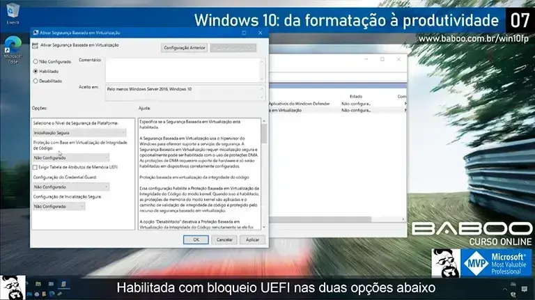 Aula 09: Instalação do Windows 10 (configurações avançadas de segurança)