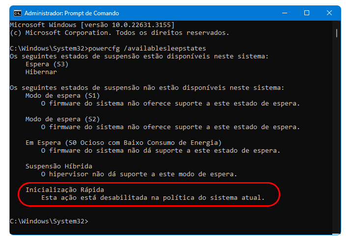 Desabilitar a Hibernação não deixa o Windows mais rápido