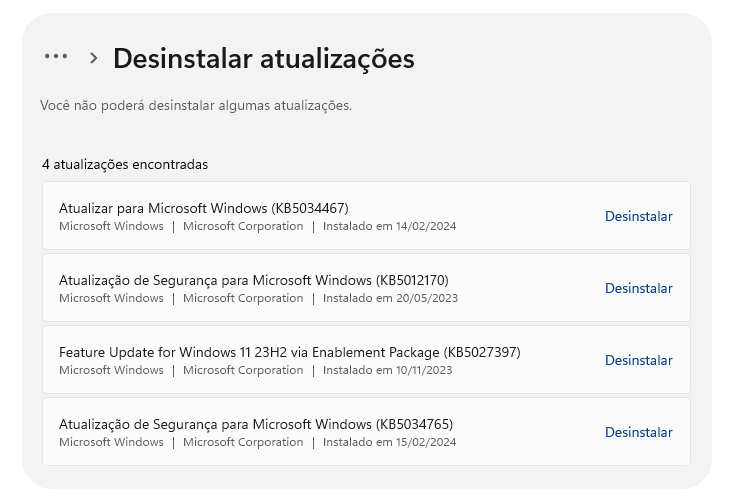Como desinstalar uma atualização do Windows