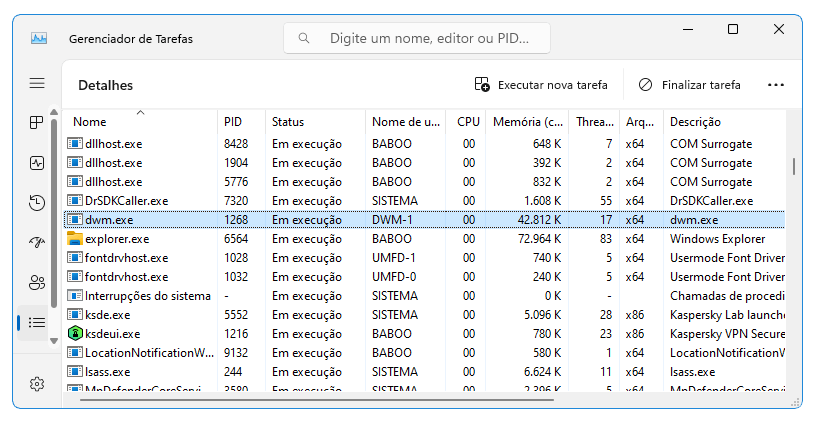 DWM (dwm.exe) em detalhe