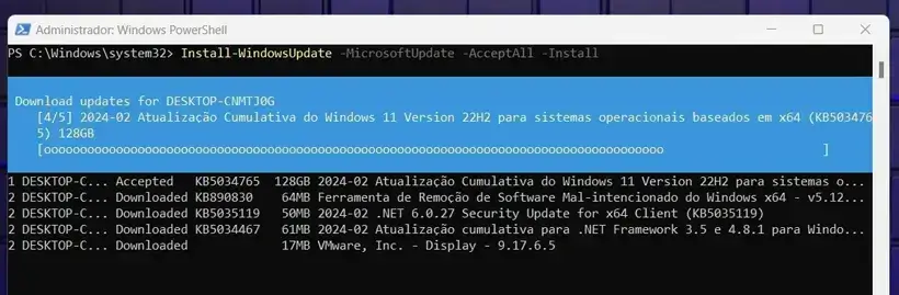 Install-WindowsUpdate -MicrosoftUpdate -AcceptAll -Install