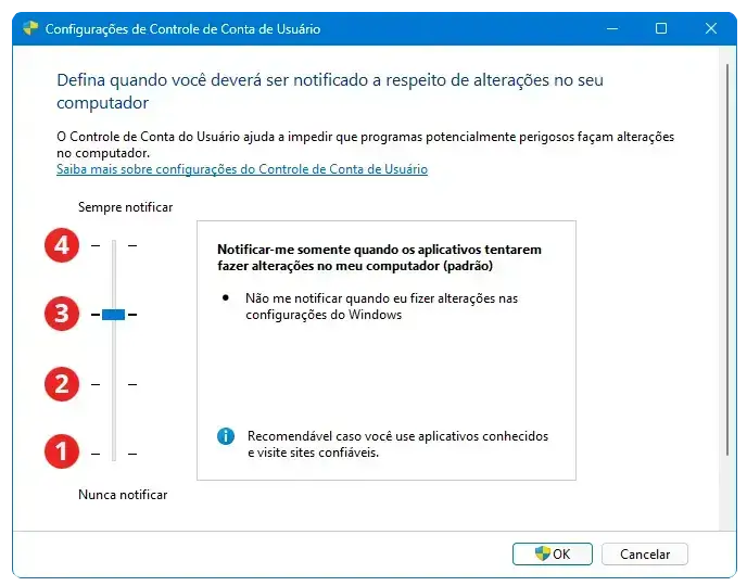 Desativar o UAC indica irresponsabilidade