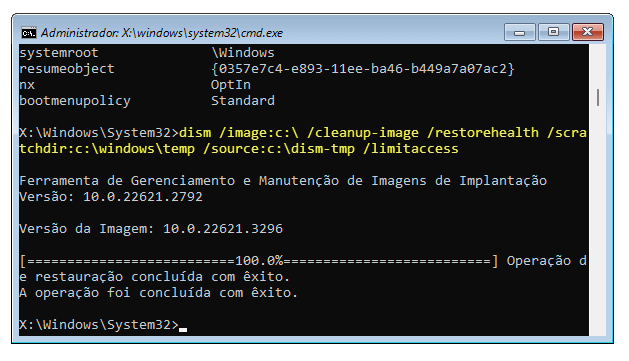 Como executar o DISM offline