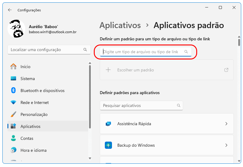 alterar Aplicativo padrão no Windows 11