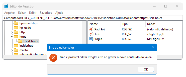 Driver do Windows impede alteração do navegador da Web padrão